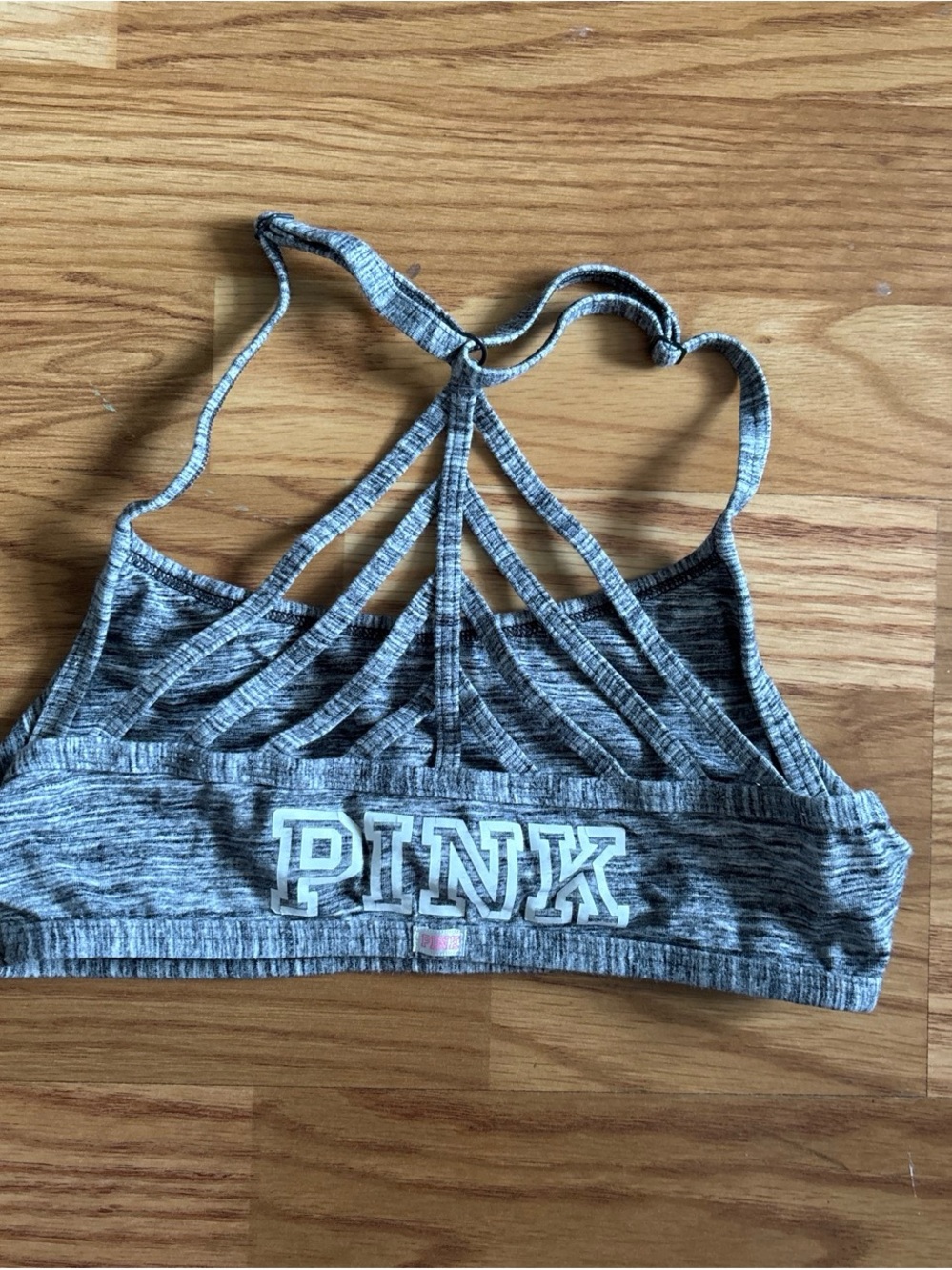 Victoria's Secret PINK Heather Gray Strappy Sports Bralette